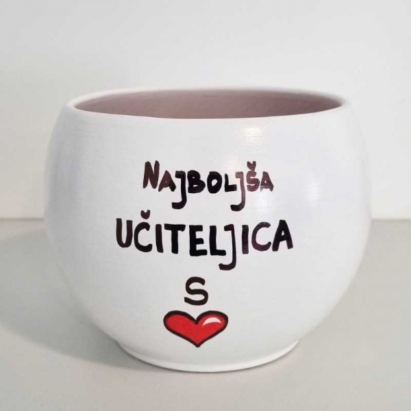 Lonec Bali z ročno poslikavo Najboljša učiteljica s srcem